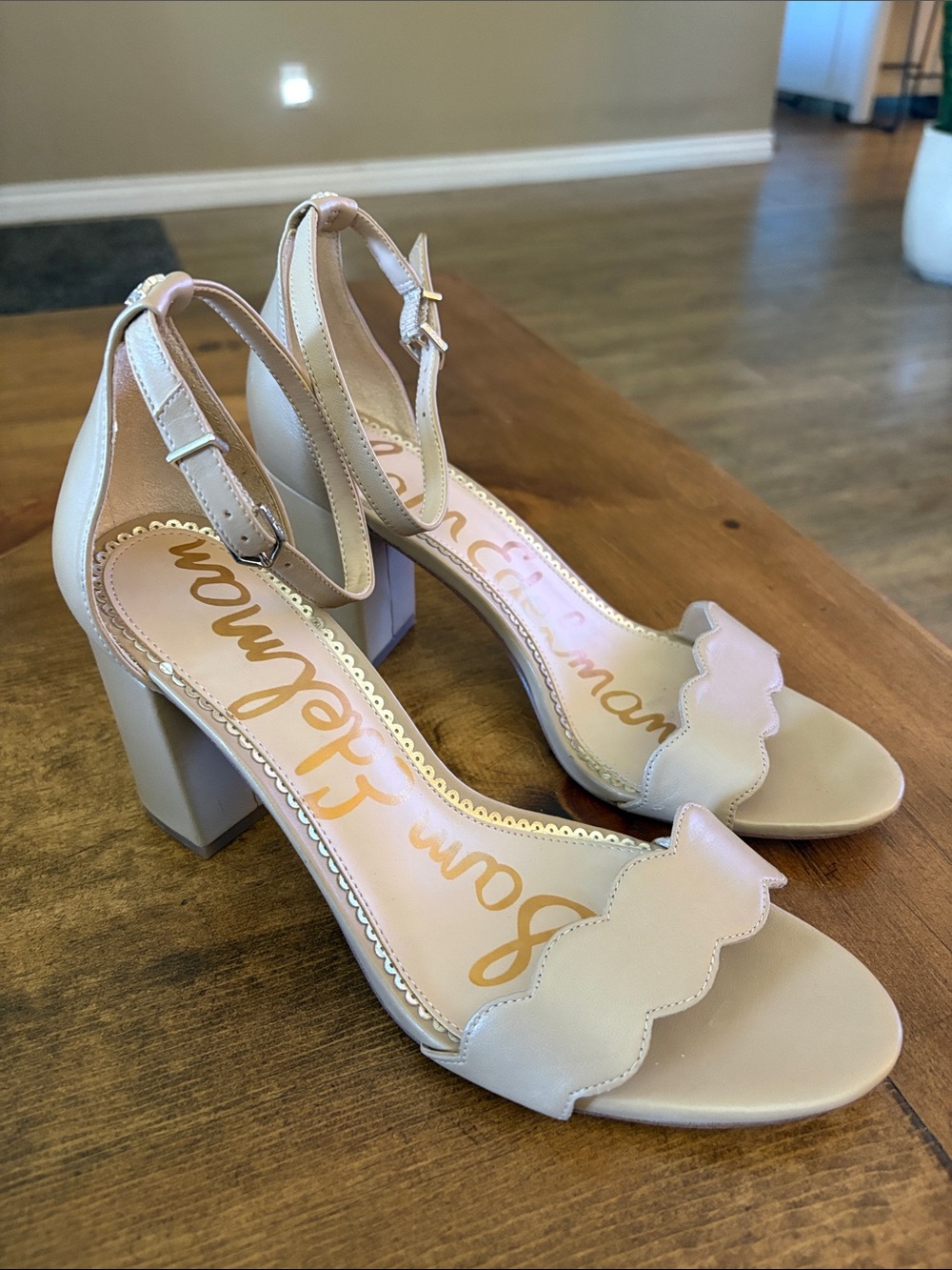 Sam Edelman Blush Scalloped Block Heel Sandals
